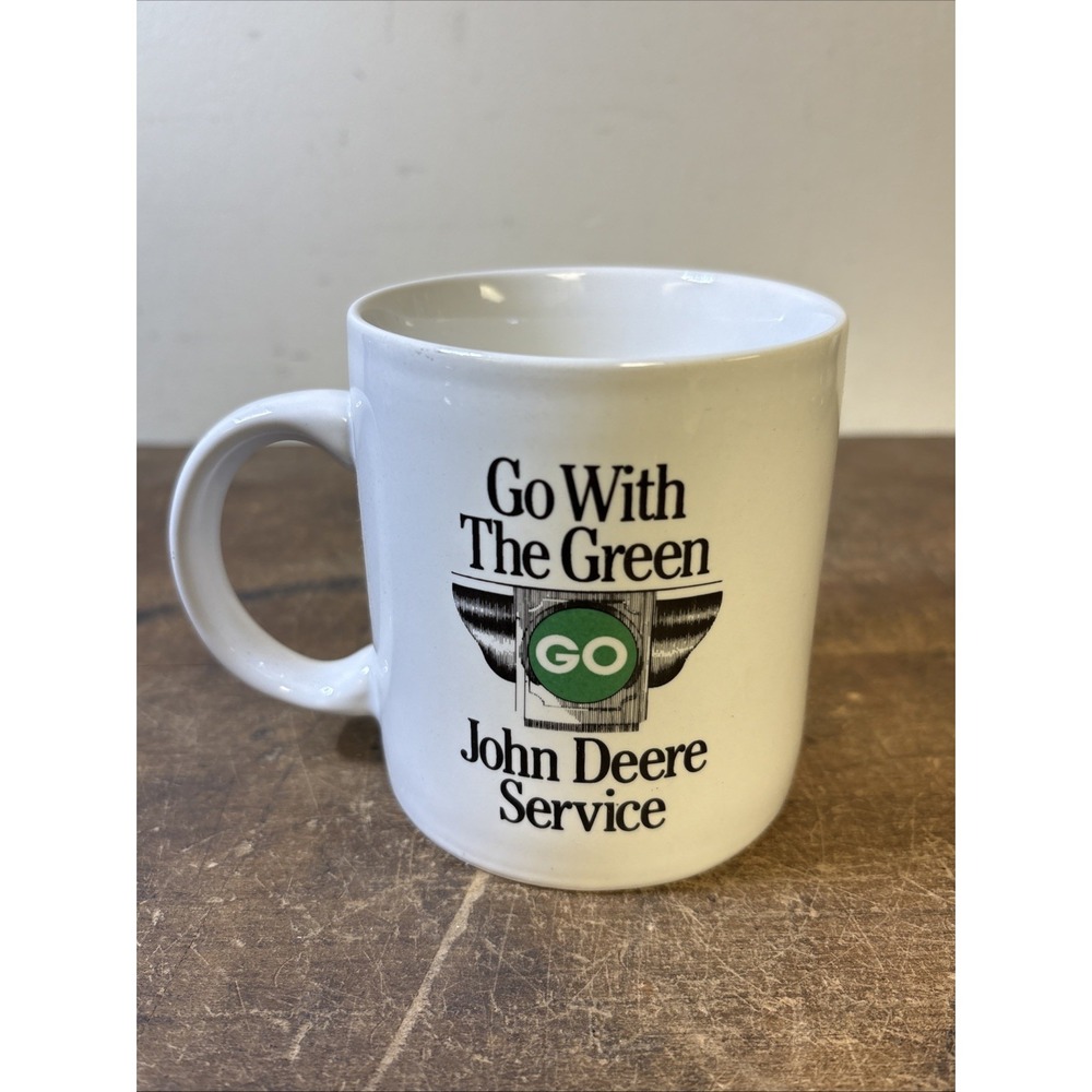 Vintage John Deere Service Coffee Mug 1882 Trademark Deer Logo Go With The Green